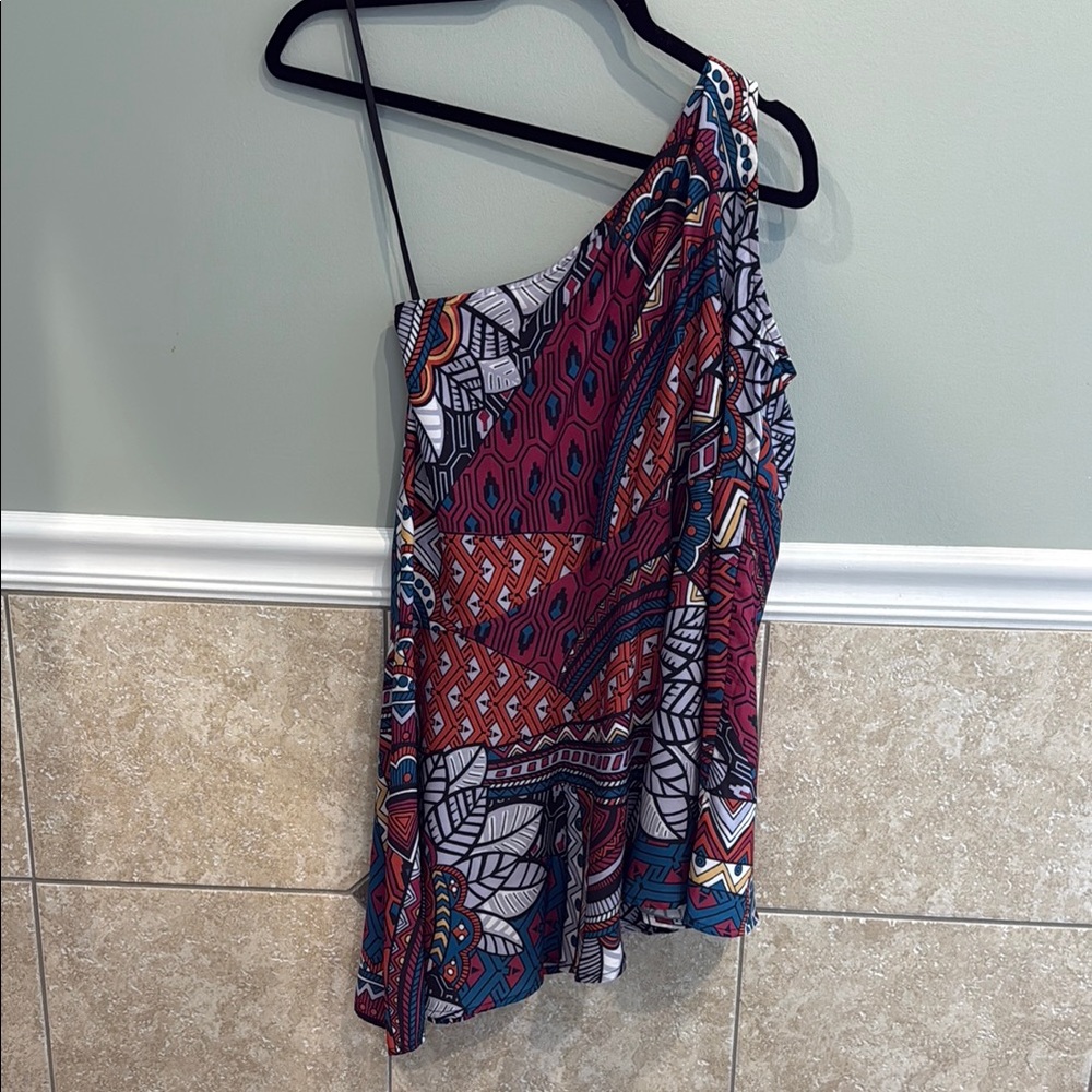 One-Shoulder Patterned Dress